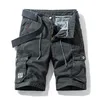 Sommar män shorts mode avslappnad militär uniformer taktiska byxor bomull jogging sport överaller skicka bälte 220325