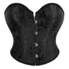 Womens Corset Tanks Fashion Brocade Floral Jacquard Corset Crop Tops Plastic Boned Overbust Bustier Lace-Up Short Waist Corset-Cincher Hourglass Body Shaper