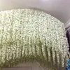 10Pcs Artificial Wisteria Flower rattan 120cm white Hydrangea vine Wedding party Decoration window ceiling decor fake flowers T200524