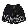 Rhude Shorts Mens Summer Designer LoosedRawString 3M Reflective Hip Hop Casual Pants For Hipster Man Clothing Beach Swimming Street Relaxed Style SVQQ