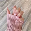 Falska naglar 24st rosa färg med persikhjärta mönster bärbar färdig nagelablett vacker avtagbar manikyr prud22