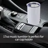Music Speaker Tumbler 17oz Straight Tumbler Cup Mug Straw and Lid with Detachable LED Light for Valentine's,Father's Day,Mother's Day Gift 0422