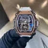 21-01 Montre DE Luxe мужские часы 51x43x15 мм Механизм с ручным механизмом и турбийоном, корпус из розового золота, каучуковый ремешок, роскошные часы Наручные часы