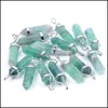 Colares pendentes pingentes jóias fluorite natural masculino colar hexagonal de pedra prismática prismática longa tag dhe5a