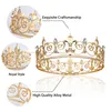 Headpieces Gold Round Crown King Queen Wedding Tiara Bride Headpiece Party Crystal Hair Accessories