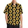 Men's Casual Shirts Sunflower Print Hawaiian Shirt Flower Sunshine Male Stylish Blouses Summer Short SleevesMen's