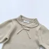 Kazak Sonbahar Baby Baby Girls Girls Puff Sleve Saf Renk Örgü Sweater Kış Sweaters Çocuklar#39;