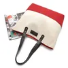 Hållbar dukväska stor duk tygväska för kvinnor satchel handväska lång band crossbody handväska