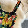 STRAPE SPAGHETTI SUMBRE LONGE LONGE FEMME SEXY'S SEXY'S SEXY'S SEXY FLORER BROWER FLORL PRINT BLACKless Ruffles Beach Robe 2022