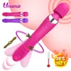 G Spot Heat Vibrator Sexiga leksaker för kvinna Magic Wand Massager Dual Motor Rotating Clitoris Stimulator Masturbator Products