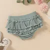 Ensembles de vêtements en coton bébé Été Solide Solide Body Body Ruffle Bloomer Shorts Band 3 pcs Costume Born Baby Girl Pyjamas