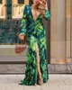 Casual Dresses MKD LUFI Tropical Print Plunging Neck Split Thigh Maxi Dress Women Sexy LongWTBT