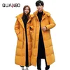 Men Wommen Lovers Winter Down Jacket High Quality Long Thick Warm Coat Fashion Trens Red Yellow Black Youth Parkas 4XL 201126