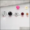 Brincos de garanhão jóias novas femininas aço inoxidável redondo preto/branco/vermelho de 4-8mm de zircônia cúbica por atacado d dhjee