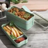 Gezond materiaal Lunchbox 3 Laag 900 ml Tarwe Stro Bento Boxes Microwave Dinware Voedselopslag Container Lunchbox JLA13517