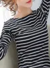 Fast ship básico t-shirt listrado mulheres mais tamanho s-5xl multi cores de algodão casual stretchy manga longa tops camisetas primavera outono 220402