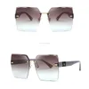 Ladies New Fashion Oversized Rimless Square Gradient Sunglasses Cut Trimmed Lens Glasses Sunglasses Women UV400