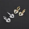 Stud Iced Out Hoop Earrings Hip Hop Jewelry Boy Men Gold Silver Clear Cubic Broken Heart Charm Earring for Women Girls Gifts R230619