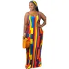 2022 Womens Casual Dresses Designer Sexy Maxi Dress Tie Dyed Colorful Printed Suspender Loose Wedding Skirt Plus Size L-5XL