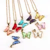Pendentif Colliers 3pcs Collier de papillon en cristal coloré pour femmes transparentes bijoux brillants en grosPendentif