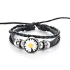 Link Kette 1PC Kleine Gänseblümchen Armband männer Trendy Paar Hand Seil Weibliche Geflochtene Schmuck Leuchtende Fawn22