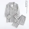 Spring Fall Autumn Winter Clothing Sets For Boys Girls 2-Piece Coat Style Cotton Pajama Plaid Homewear Loungewear 220706