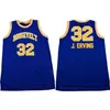 Nikivip Roosevelt High School Julius Dr. J Erving #32 Blue Retro Basketball Jersey Heren genaaid aangepaste nummernaam Jerseys