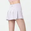 LL Women Sport Yoga Skirts Running Shorts Solid Color Pleated Tennis Golf Skirt Anti Exposure Fitness Short Skirt 661