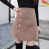 Winterrok Women Skort nieuw aankomsten kaki zwarte hoge taille een lijn kasjmier rok Koreaanse stijl vrouwen mini -rokken T200324