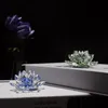 Figurines décoratives Objets FengShui Quartz Cristal Fleur de Lotus Artisanat 7 Couleurs Verre Décor À La Maison Accessoires Ornement De Mariage SouvenirsD