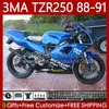 Zestaw Bodys dla Yamaha TZR-250 TZR 250 TZR250 R RS RR 88-91 Nadwozie 115NO.13 YPVS Błyszczący Niebieski 3mA TZR250R 88 89 90 91 TZR250-R TZR250RR 1988 1989 1990 1991 Moto Fairings