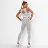 Women's Two Piece Pants Women Knit Jacquard Sets Seamless Fitness High Elastic Push Up Bra Two-Piece Suit Quick Dry Waist Workout Set FemmeW