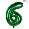 Cyuan 32 / 40inch Número Verde Balloons Foil Balloon Safari Balão de Aniversário Balão Balão 0 1 2 3 4 5 6 7 8 9 Bolas de Globos