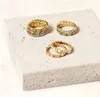 14k Gold Plated Rhinestone Filled Evil Eye Ring Justerbara stapelbara ringar Minimalistiska skyddsmycken för kvinnors flickor