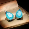 Stud Trend Paraiba Square Emerald Earring For Women Geometric Sapphire Diamond Crystal Engagement Wedding Gift JewelryStud3364394