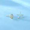 Boucles d'oreilles de coquille d'étoiles de mer étalon les dames d'été rose bleu asymétrique simple de tempérament 2022Stud