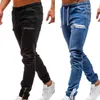 Men's Jeans Denim Pants Streetwear Athletic Summer Drawstring Fashion Multi Pockets Ankle Tied JeansMen's