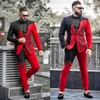Snygga mäns kostymer 2022 två bitar spets applique bröllop tuxedos för man modern patchwork blazer kostym casual outfit