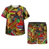 Męskie dresy letnie 3D afrykański druk swobodne szorty dla dzieci garnitury dziewczyny ubrania vintage hip hop t koszule chłopcy dresy setmen's