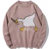 TEDSN Murder Goose Duck Men Knitted Sweater Cartoon Printed Oversize Jumper Pullovers Winter Unisex Fashion Clothing Harajuku 220720