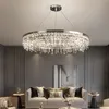 Nouvelle lampe de lustre chromé pour salon Cristal suspendu luminaires luminaires chambre ronde salle à manger LED lampe post moderne éclairage intérieur
