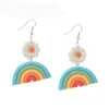 Handmade Soft Pottery Dangle Earrings Rainbow Daisy Flower Fashion Cute Summer Earrings for Women Girl Jewelry Geometric Earring