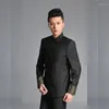 Roupas étnicas estilo chinês noivo noivo Tang Suits masculino colarinho túnica sli