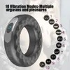 Dual Motors kukfördröjning ring uppladdningsbar bröstförstärkare massager 10 vibrationslägen Klitoris stimuleringsanordning för män par8902859