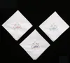 Home Textiles Set Of 12 Women Handkerchief White Cotton Cloth Fabric Wedding Hankies Scallop Edges Hanky Embroidered Floral 12X12 Inch Drop