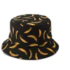 Berety Banan Fruit Print Bawełna Bawełniana wiadra Fisherman Outdoor Travel Cap Hats dla mężczyzn i kobiet 269