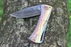 Kleurrijke bamboe titanium handgreep mes zak vouwen damascus mes tactische reddingsjacht vissen EDC overlevingsgereedschap messen 06622