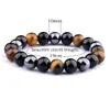 Ematite naturale Ematite Black Obsidian Tiger Eye Triple Protection Bracciale per uomini Donne9759450