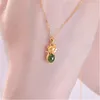 Подвеска нефрита лиса подвеска натуральное зеленое халцедонии подвесное ожерелье модные украшения для женщин.