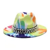 Brede rand hoeden 2022 kleurrijke fedora voor vrouwen plat panama wol vilt jazz jasje mannen goth top bruiloft hoed cap eer2222